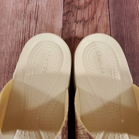 Crocs LiteRide Womens Sz 11 Brooklyn Snake Print Buckle Low Wedge Slides Sandals - Picture 7 of 15